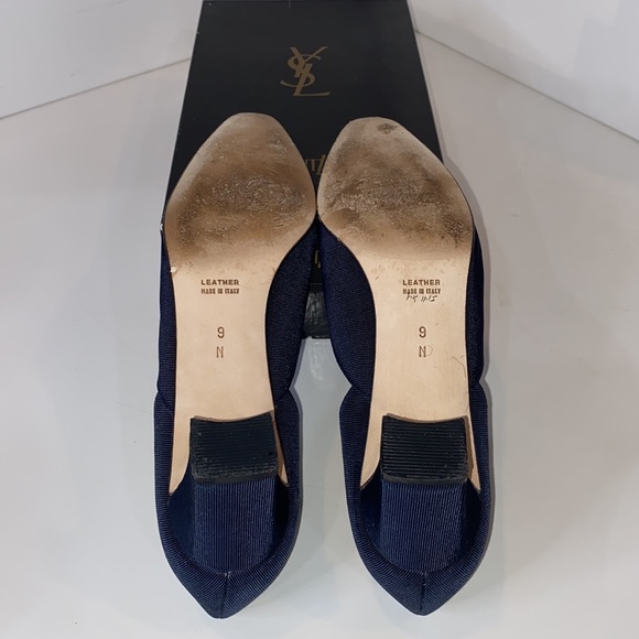 YSL Vogue Arianna D’Orsay pumps in Navy fabric & leather Made in Italy EUC 9 Nar - Picture 8 of 13